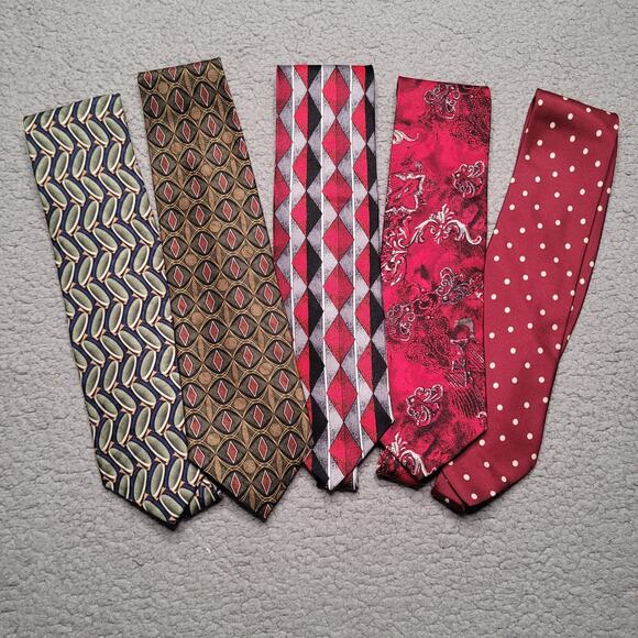 6 pc Silk Luxury Designer Neckties Men Fendi Balmain De La Renta Feraud Abstract